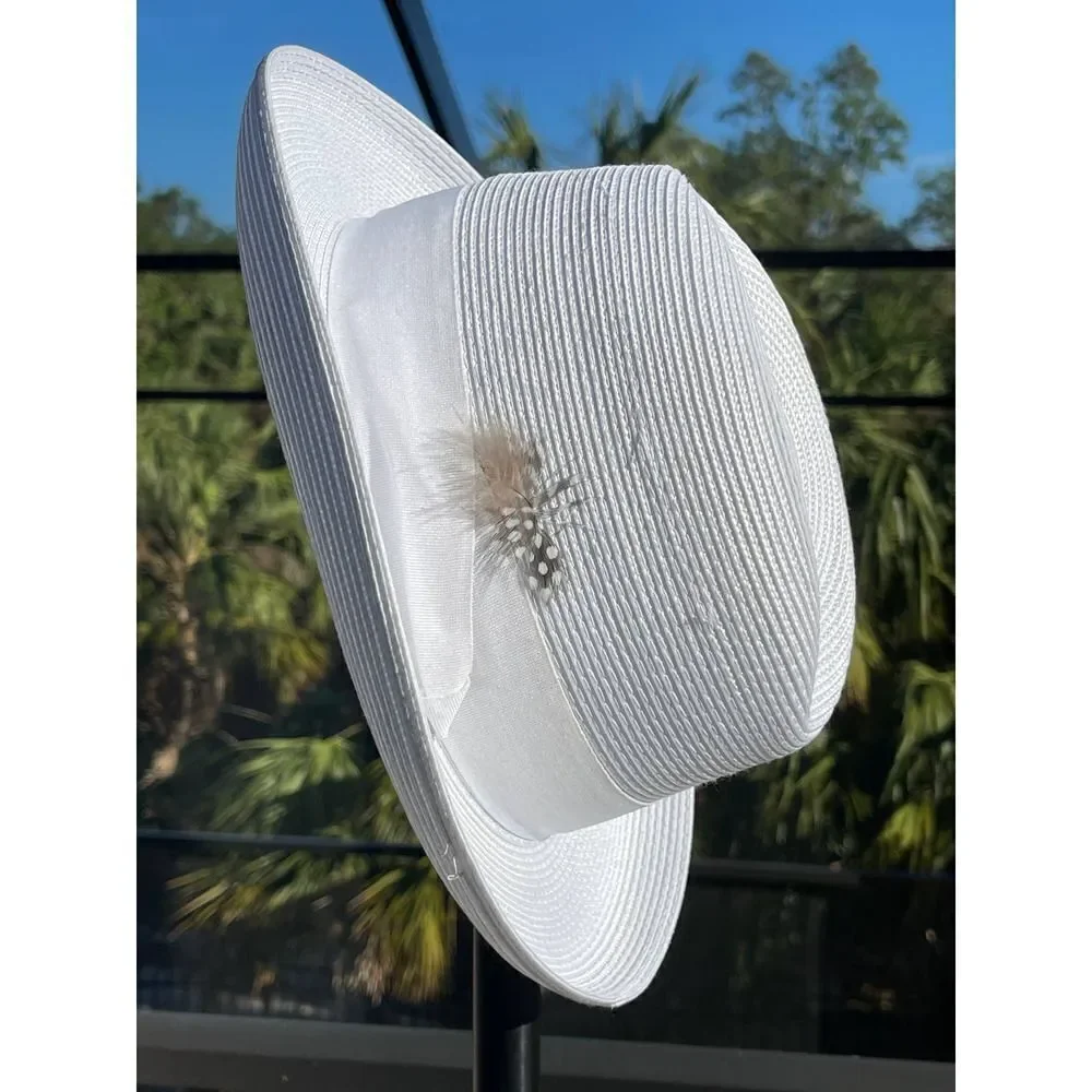 Bruno Capelo Godfather White Fedora Hat Youth Size S Feather Detail